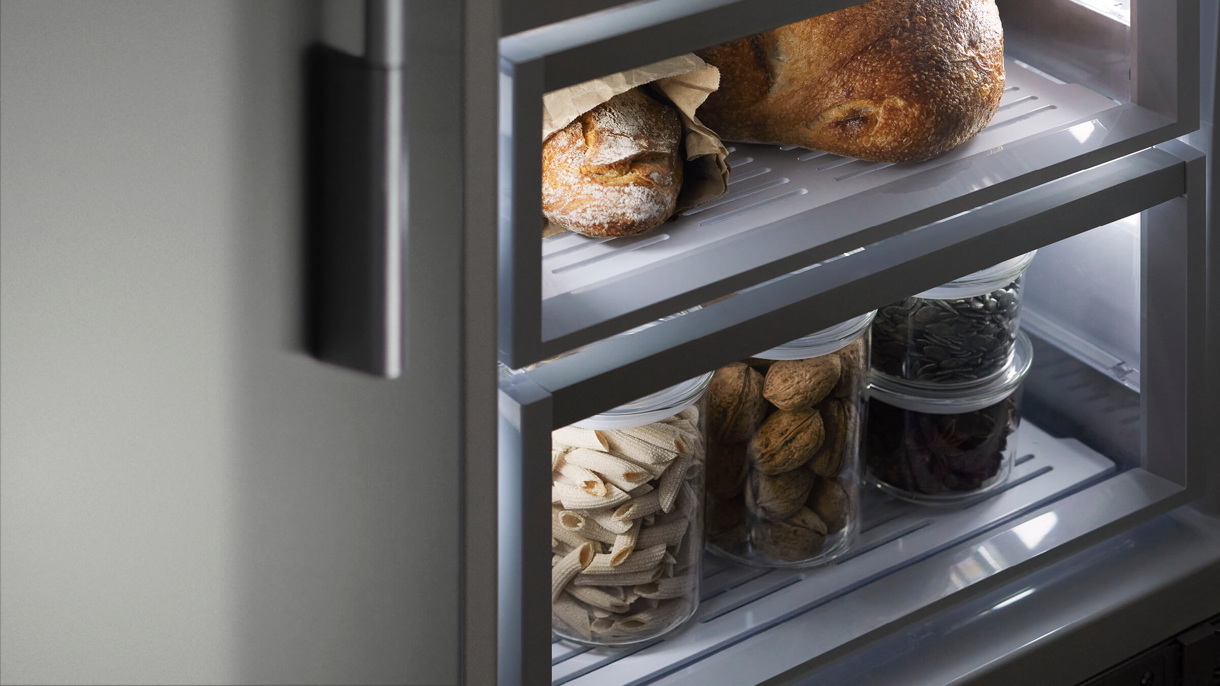 A cut of fresh steak stored in a temperature-controlled refrigerator zone